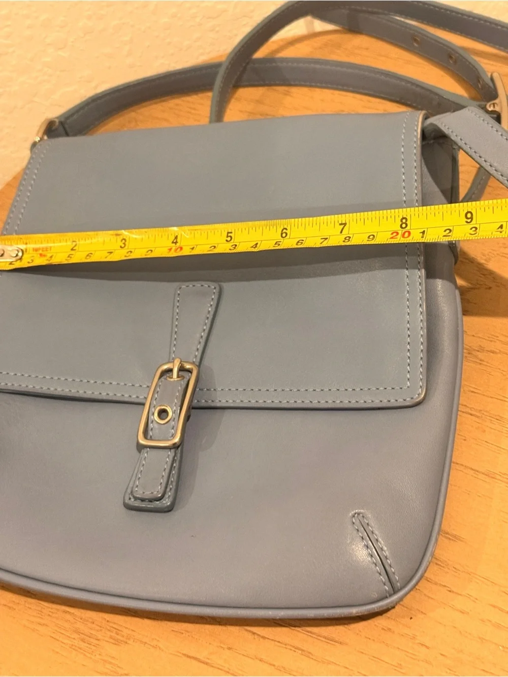 Coach Dusty Blue Leather Buckle Crossbody